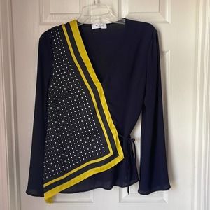 Bailey/44 wrap top with polka dots/stripes